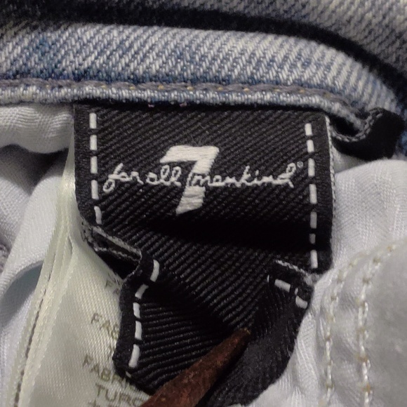 NWOT 7forAM Luxe Vintage Wide Leg High Waist Raw Hem Stretch Faded Jeans Sz27/30 - Picture 8 of 8